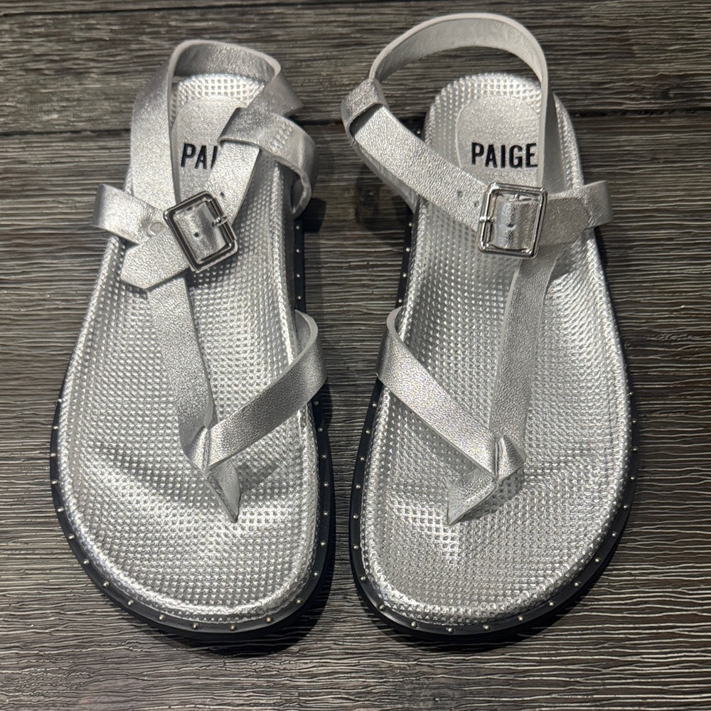 PAIGE Metallic Silver Sandals